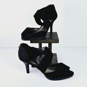 Coach And Four Drina Women's Black D'Orsay Strap Zipper Back Heels Sz 10